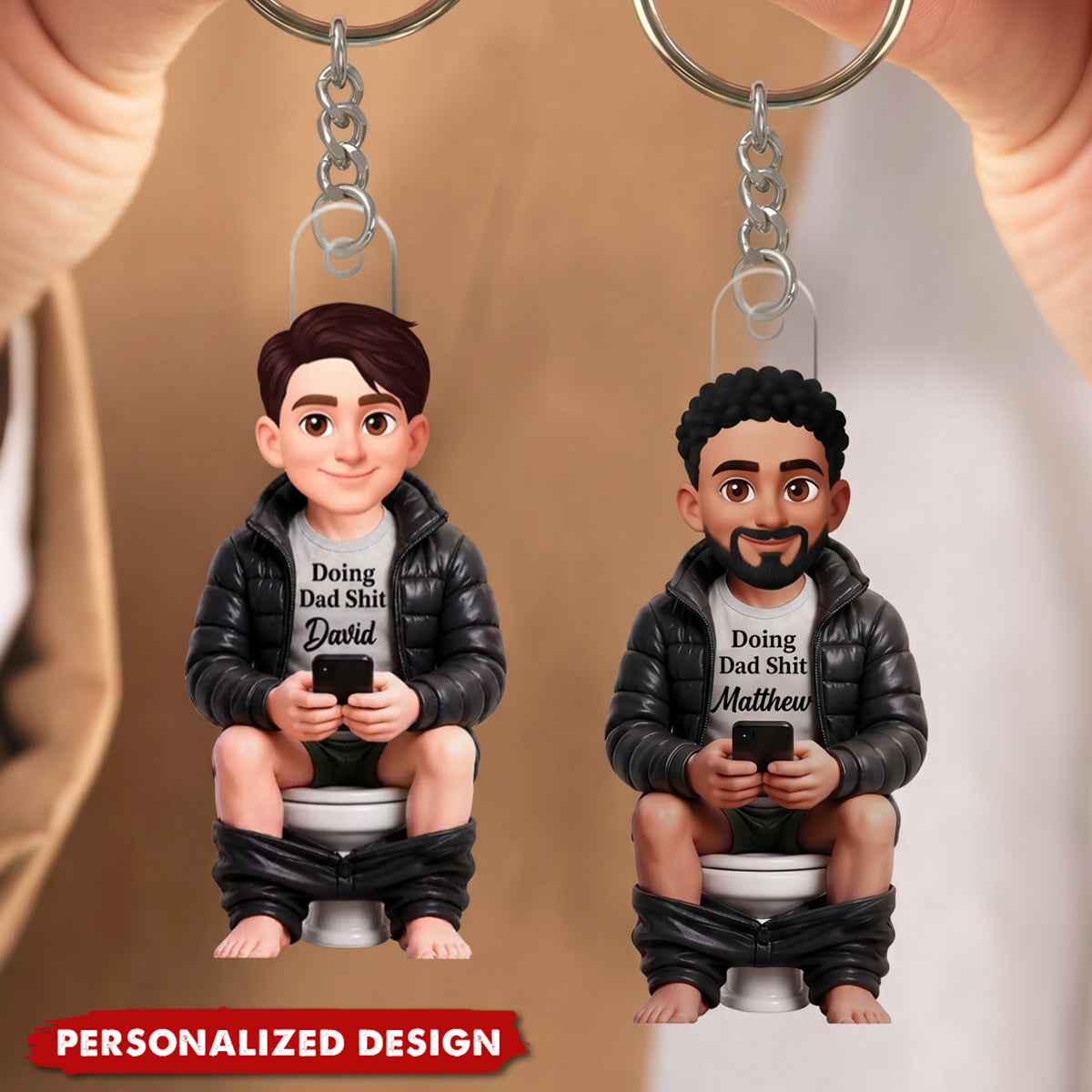 Doing Dad Sh*t Funny - Personalized Acrylic Keychain - Funny Father's Day Gift for Dad, Husband