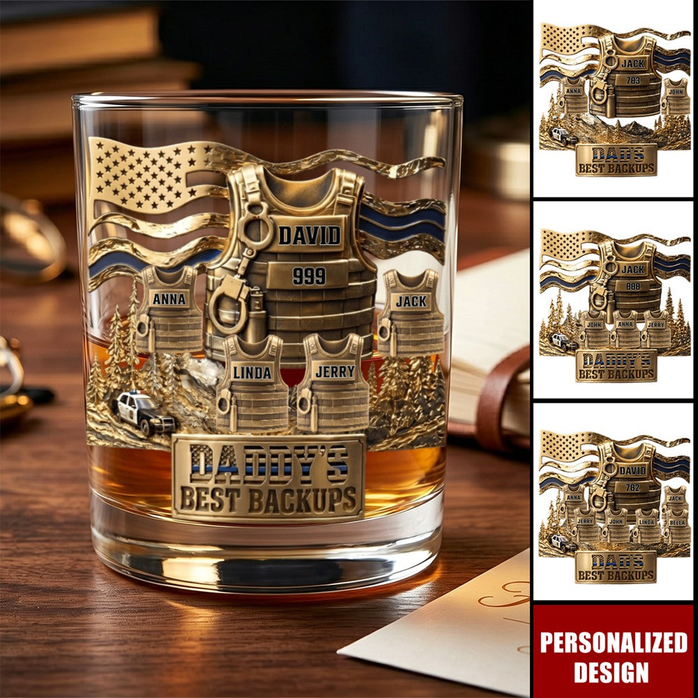 Legendary Police Dad Round Glass, Personalized Gifts For Dad