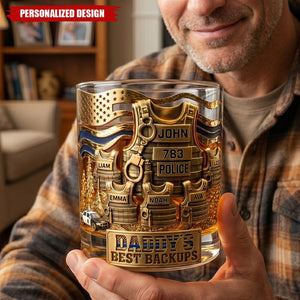 Legendary Police Dad Round Glass, Personalized Gifts For Dad