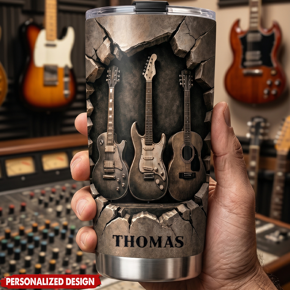 Rock On Music - Personalized Tumbler - Gift For Guitar Lovers