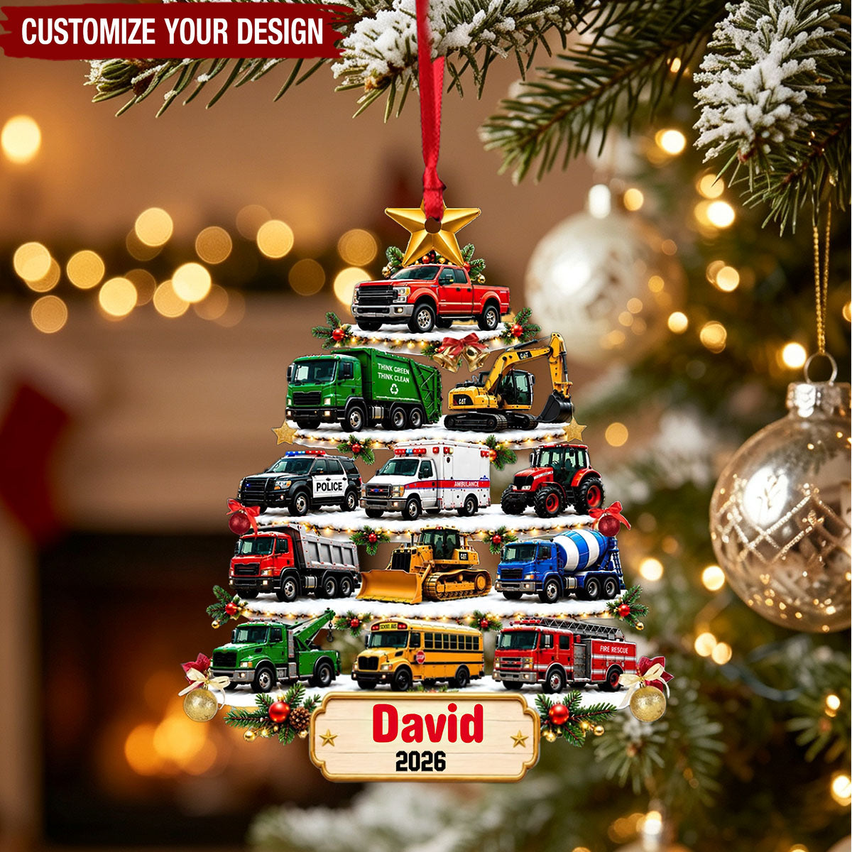 Custom Vehicle Christmas Tree Ornament - Personalized Truck Car Gift