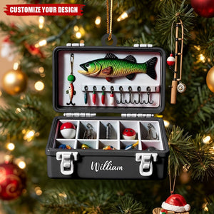 Personalized Fishing Tackle Box Acrylic Ornament - Custom Christmas Keepsake Gift for Fisherman