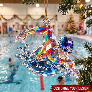 Personalized Acrylic Ornament - Custom Name Swimmer Christmas Ornament