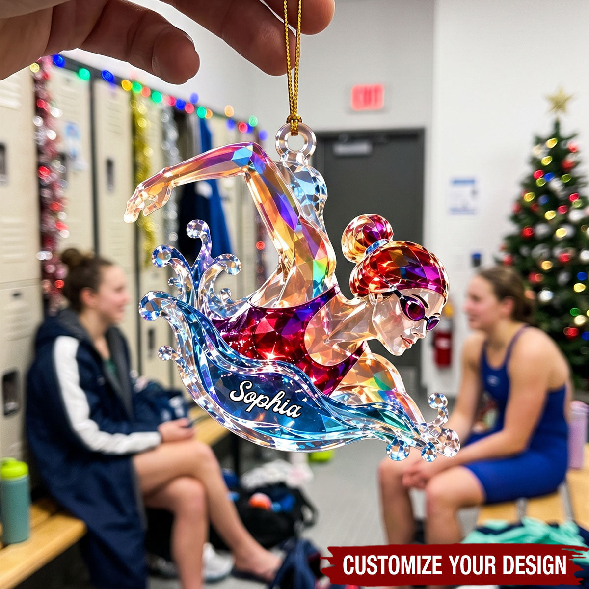 Personalized Acrylic Ornament - Custom Name Swimmer Christmas Ornament