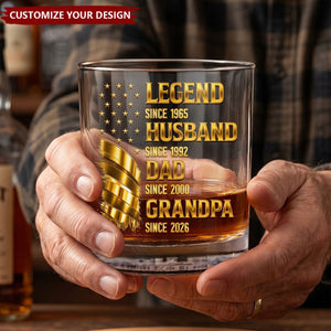 Custom Legend Husband Dad Grandpa Since Year- Personalized Whiskey Glass, Father's Day Gift