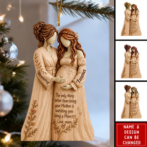 Personalized Wooden Pregnancy Ornament, Custom Name Gift for New Grandma & Mom