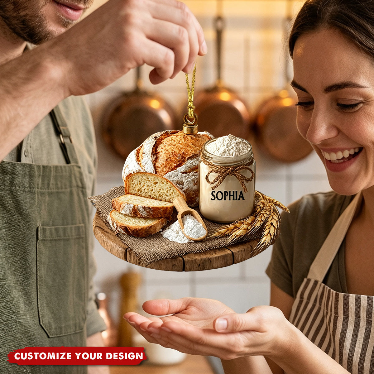 Personalized Acrylic Sourdough Bread Jar Ornament, Kitchen Lover Christmas Decoration
