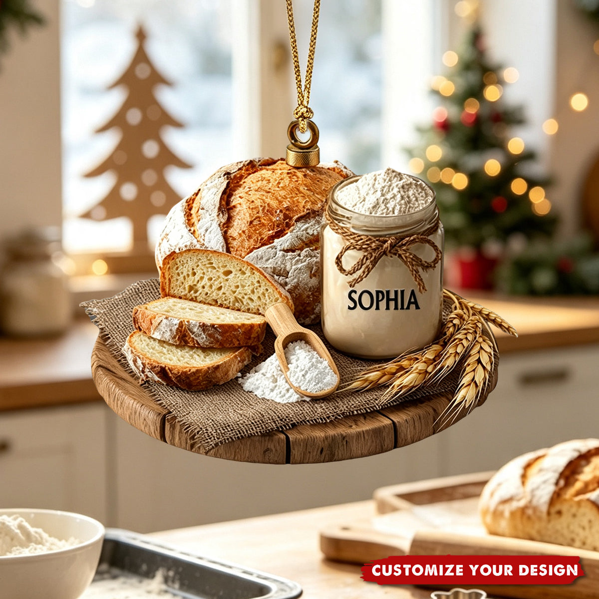 Personalized Acrylic Sourdough Bread Jar Ornament, Kitchen Lover Christmas Decoration