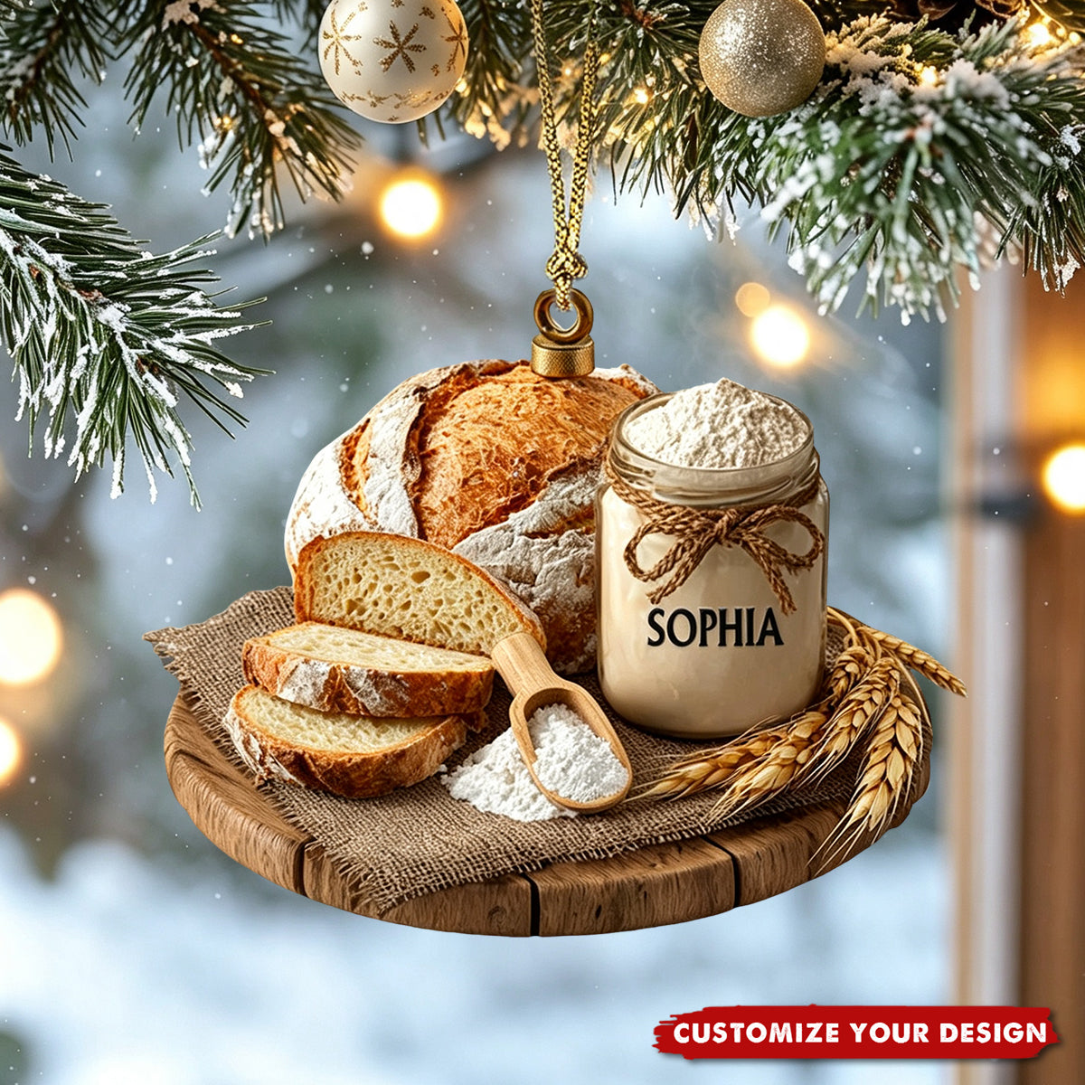 Personalized Acrylic Sourdough Bread Jar Ornament, Kitchen Lover Christmas Decoration