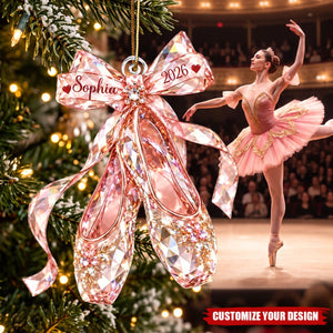 Personalized Ballet Shoes Acrylic Ornament, Custom Name Dance Christmas Gift
