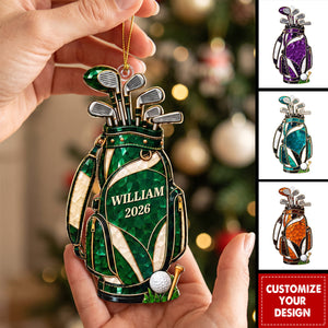 Personalized Golf Acrylic Christmas Ornament, Gift for Dad Golfer