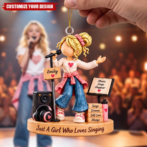 Personalized Singing Girl Ornament, Custom Christmas Gift For Music Lovers & Vocal Studio Decor