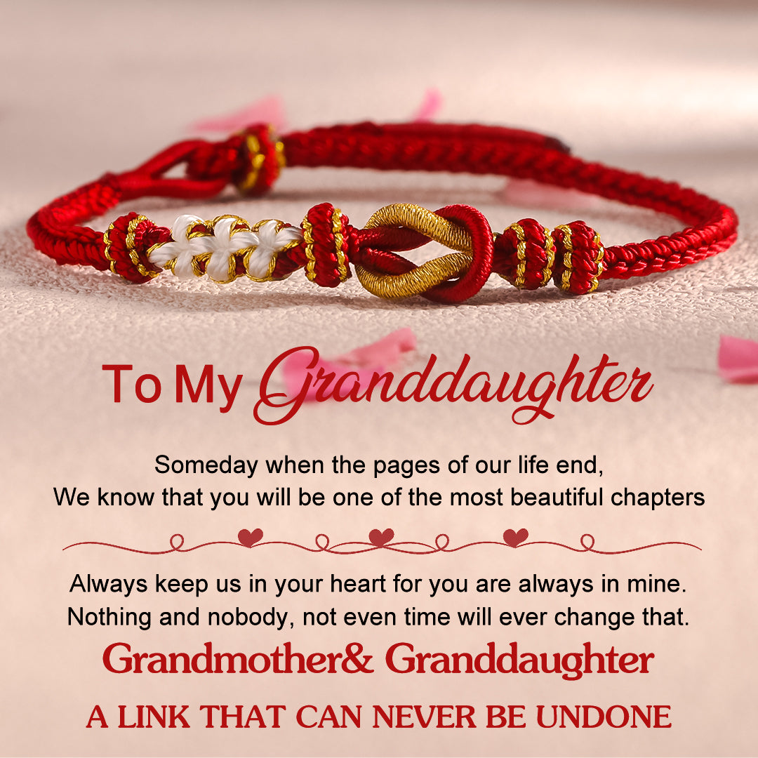 For Granddaughter - Grandmother And Granddaughter A link That Can Never Be Undone Peach Peach Blossom Knot Bracelet