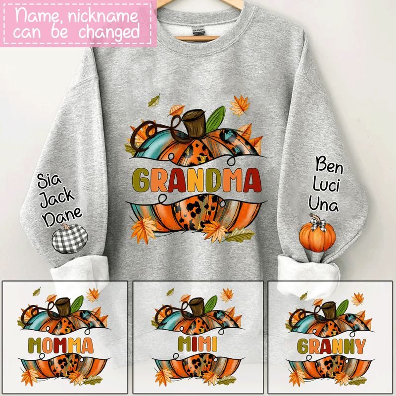 Grandma Pumpkin Fall Season Personalized Sweatshirt