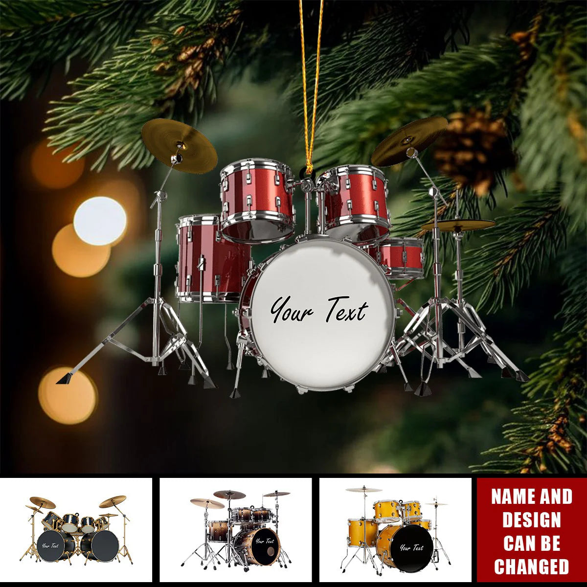 Drums Styles Colorful Drums - Personalized Flat Acrylic Ornament - Gift For Drummer