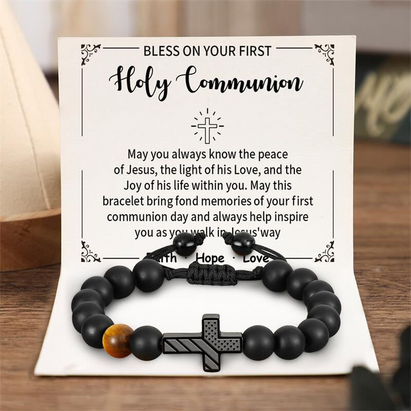 First Holy Communion - American Flag Cross Beads Bracelet