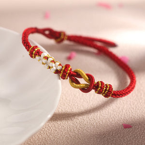 For Granddaughter - Grandmother And Granddaughter A link That Can Never Be Undone Peach Peach Blossom Knot Bracelet