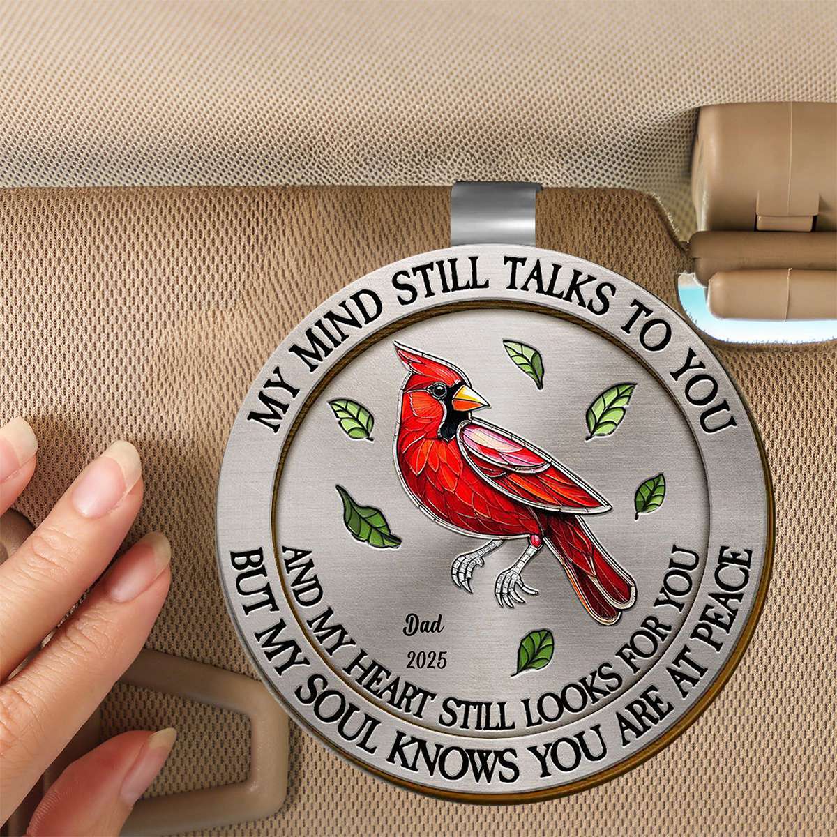 Memorial My Mind Still Talks To You - Personalized Custom Shaped Car Visor Clip