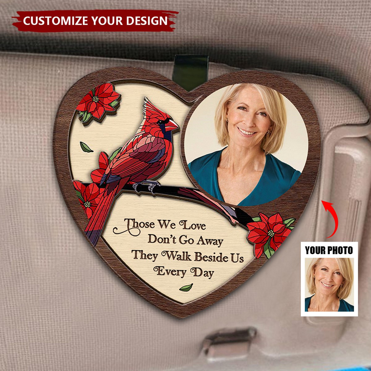 Custom Photo Memorial I'm Always With You - Personalized Custom Shaped Car Visor Clip