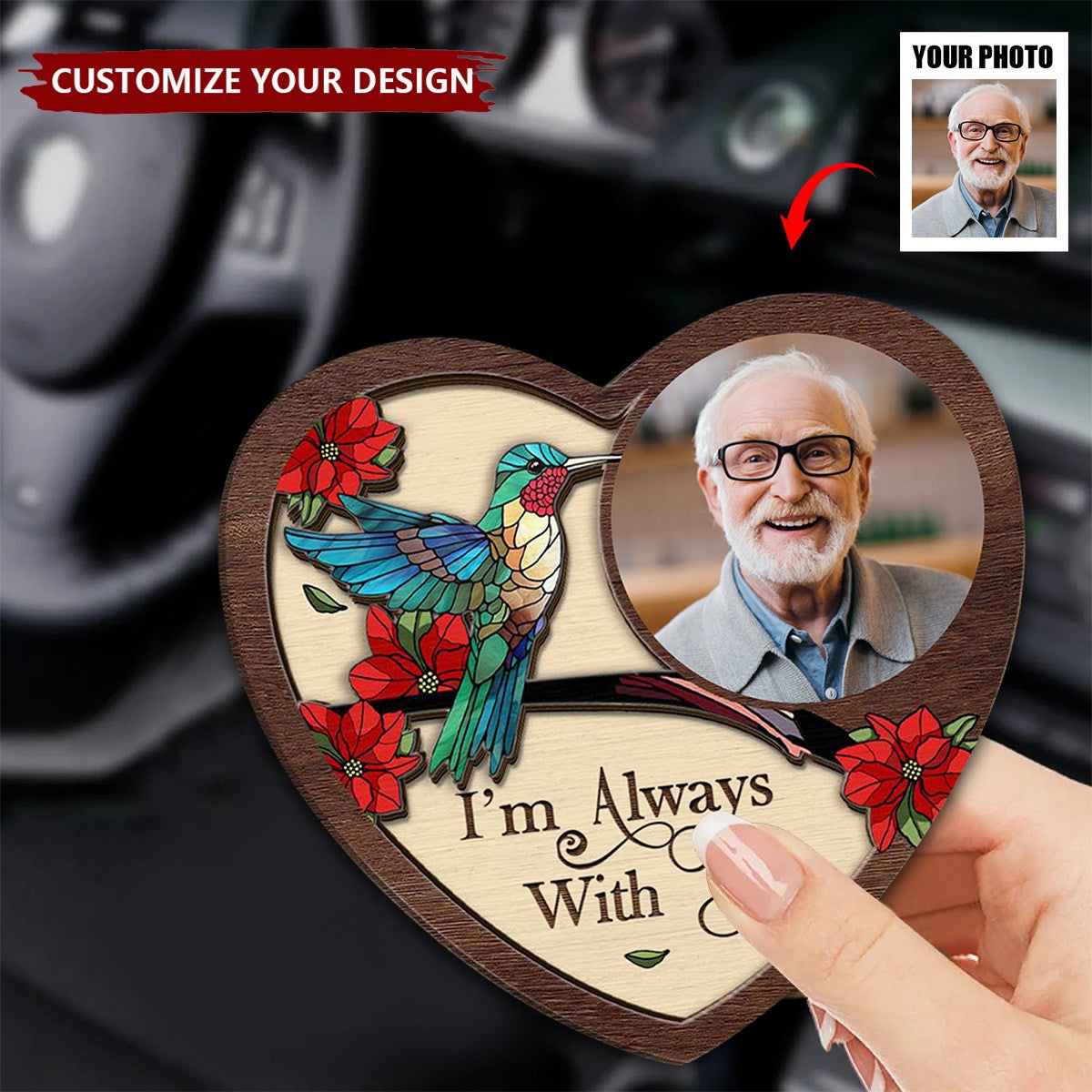 Custom Photo Memorial I'm Always With You - Personalized Custom Shaped Car Visor Clip