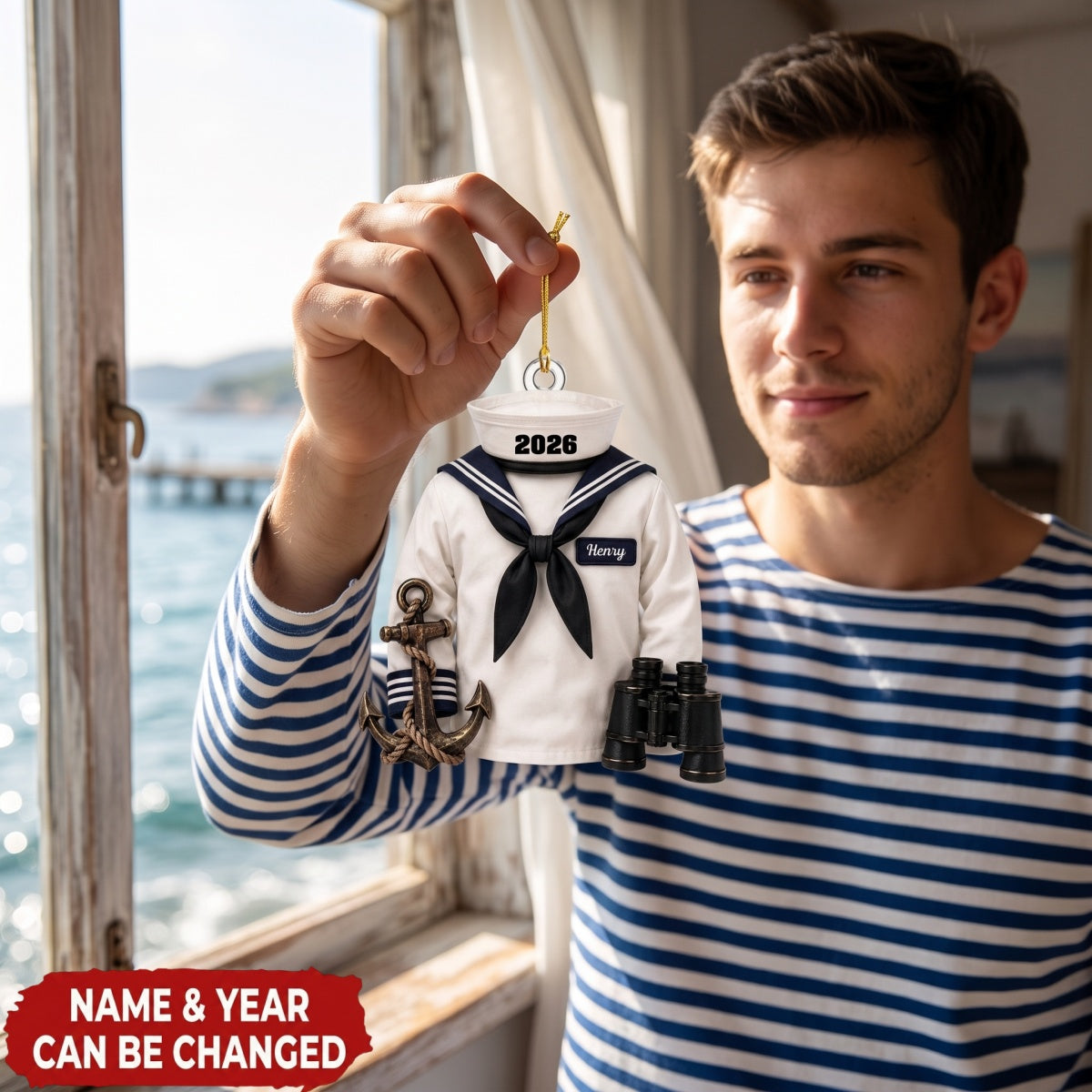 Personalized Sailor Christmas Ornament – Nautical Outfit With Name