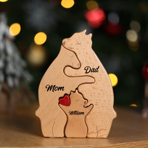 Bear Family - Personalized Wooden Decoration - Gift For Family, Mom, Dad