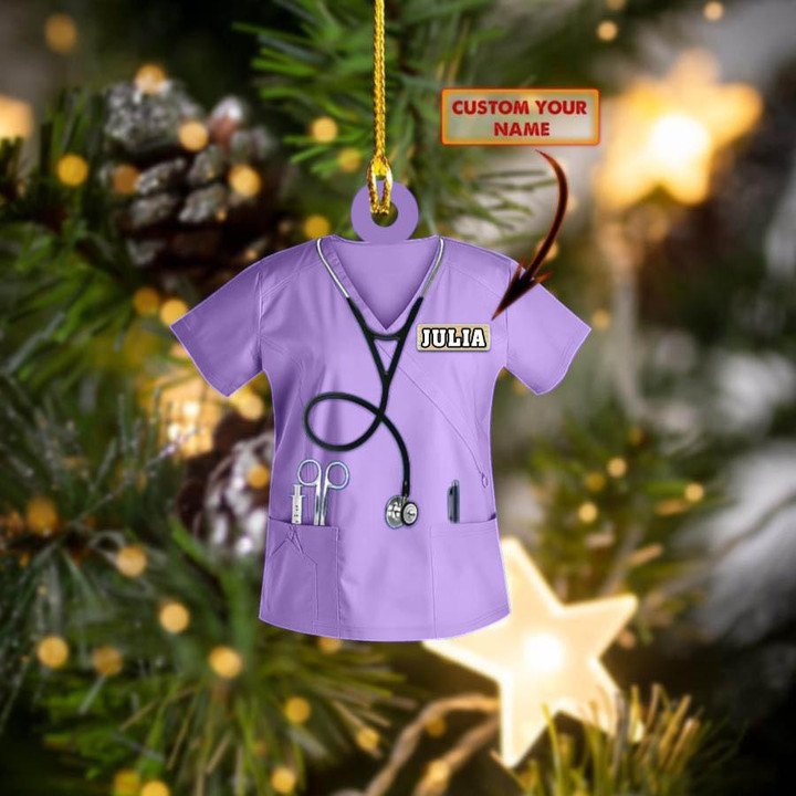 Personalized Nurse Scrubs Christmas Ornament - Gift for Nurse