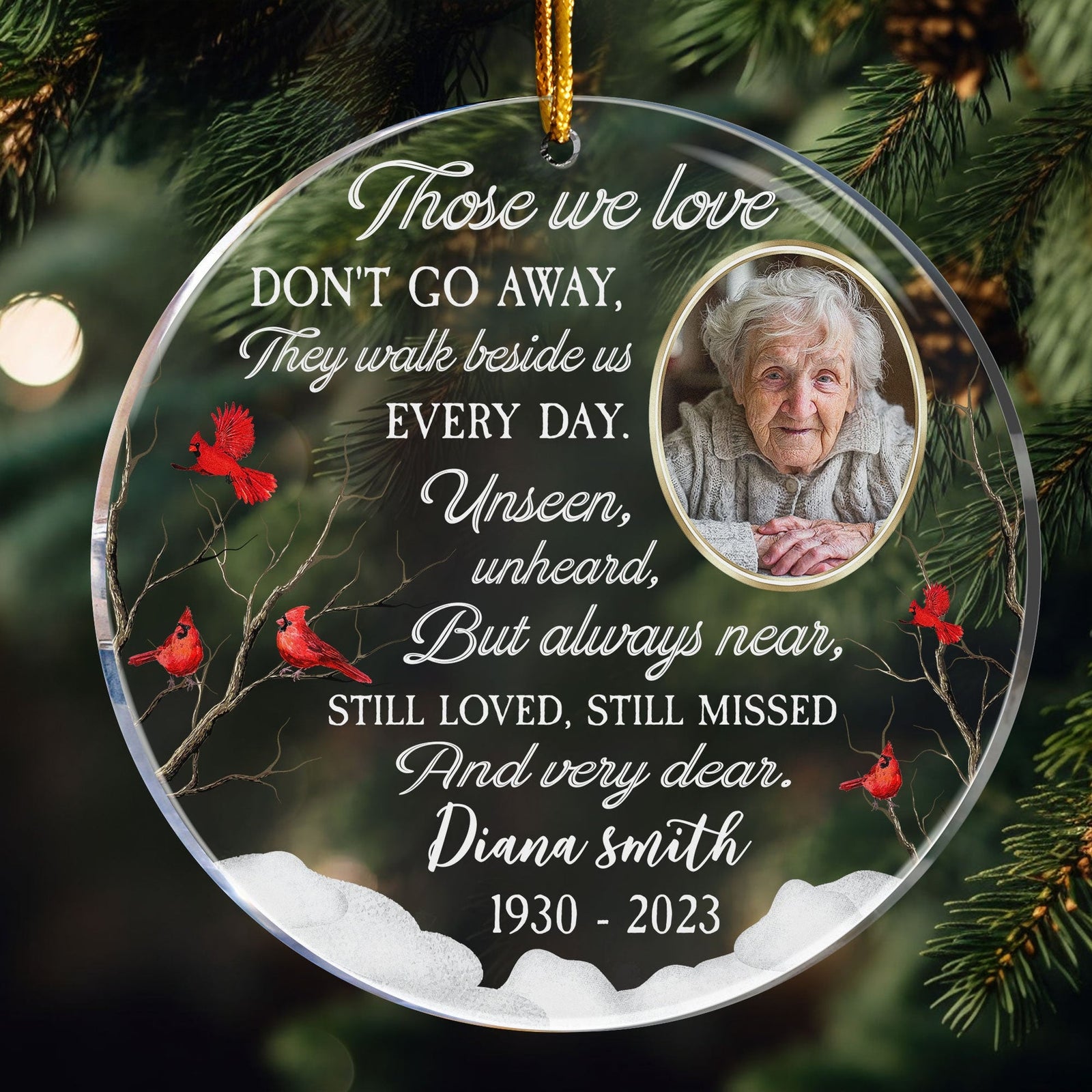 (Photo Inserted) Those We Love Don't Go Away - Personalized Circle Christmas Ornament