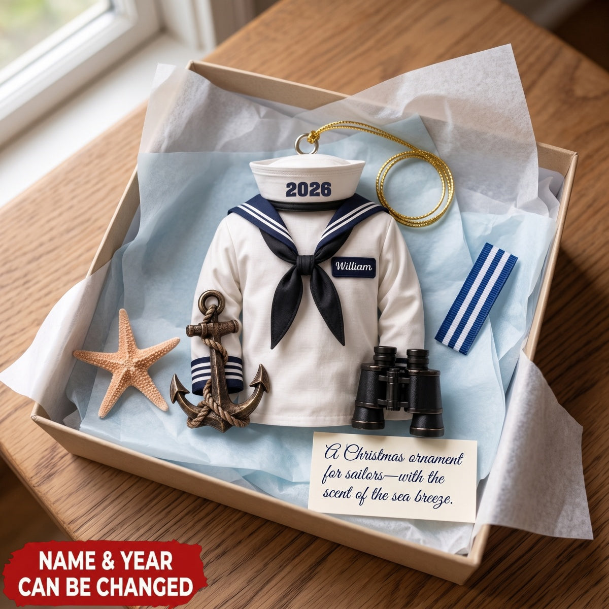 Personalized Sailor Christmas Ornament – Nautical Outfit With Name