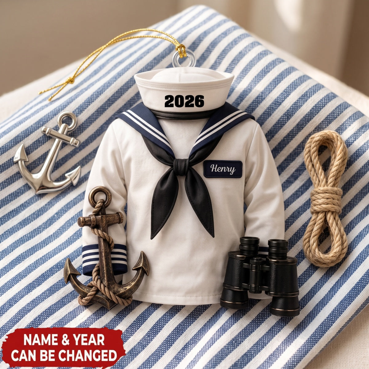 Personalized Sailor Christmas Ornament – Nautical Outfit With Name