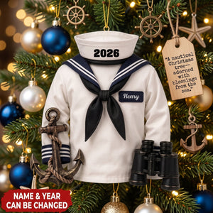 Personalized Sailor Christmas Ornament – Nautical Outfit With Name