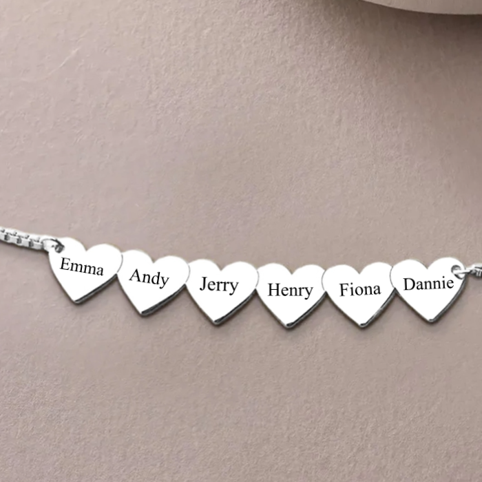 Heart To Heart Engraved Name Personalized Necklace, Gift For Family