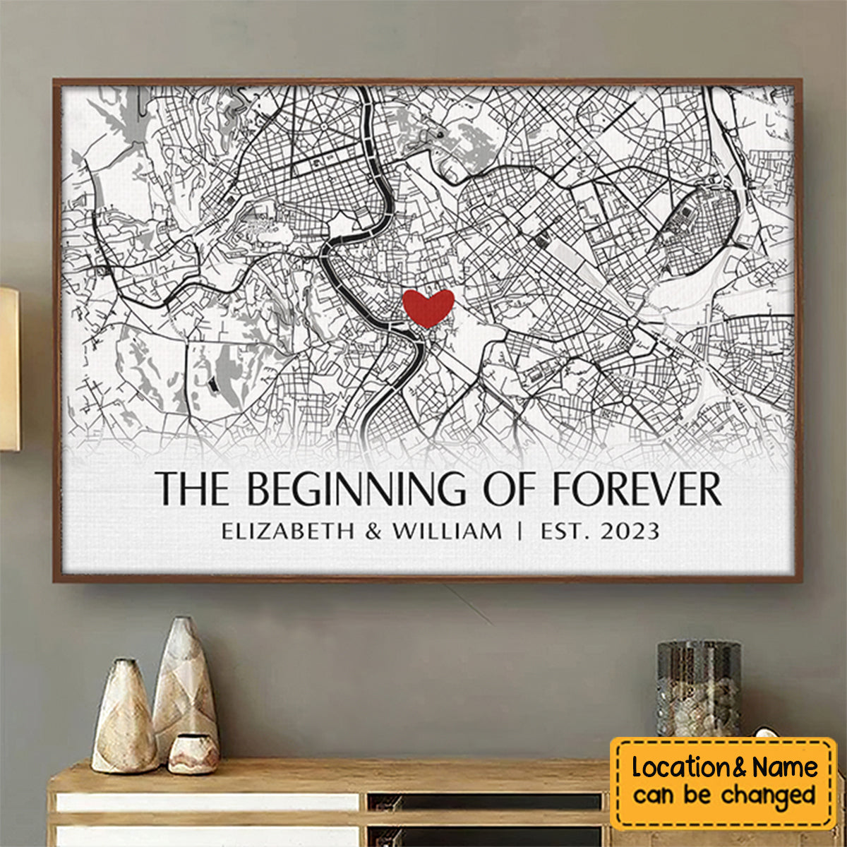 Where It All Began - Couple Personalized Horizontal Poster - Gift For Husband Wife, Anniversary