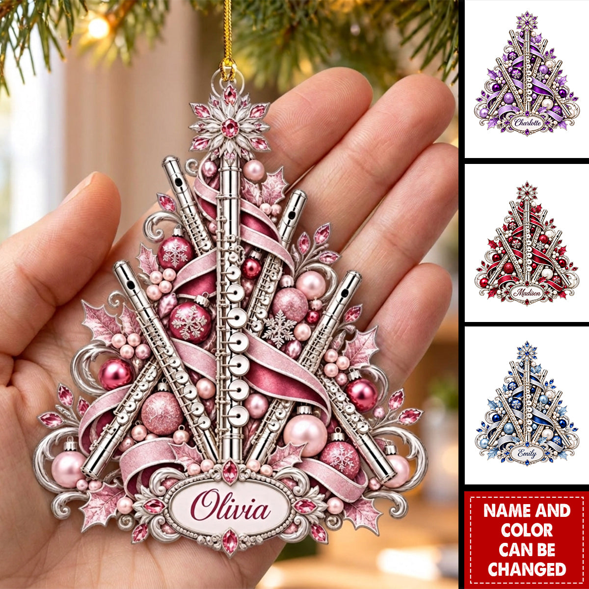 Personalized Flute Acrylic Ornament -Gift For Flutists & Music Teachers
