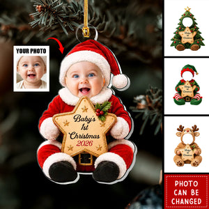 Personalized Baby's First Christmas Photo Acrylic Ornament, Custom Picture Keepsake Ornament, Baby Memory Gift For New Parents