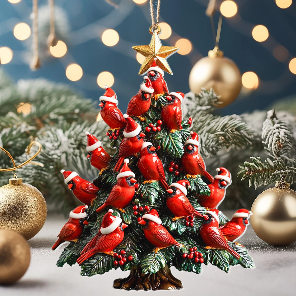 2025 New Release Acrylic Ornament - Cardinal Christmas Tree