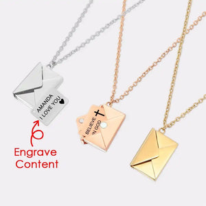 Custom Envelope Style Love Letter Necklace Mothers Day Gift, Anniversary Gift for Her
