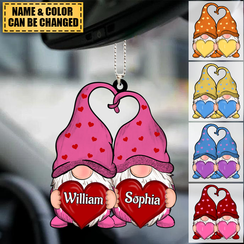 Personalized Doll Couple Colorful Heart Ornament