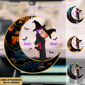 Personalized Car Ornament - Halloween Couple Kissing and Hugging