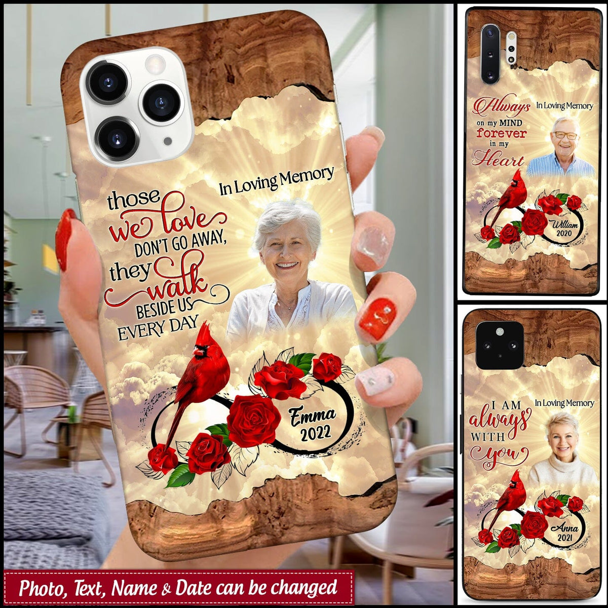 Upload Photo Family Loss Cardinal Rose Infinite Love Memorial Customized Phone case