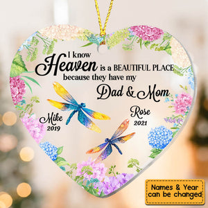 Personalized Memo Dragonfly Heaven Is A Beautiful Place Ornament Heart Ornament