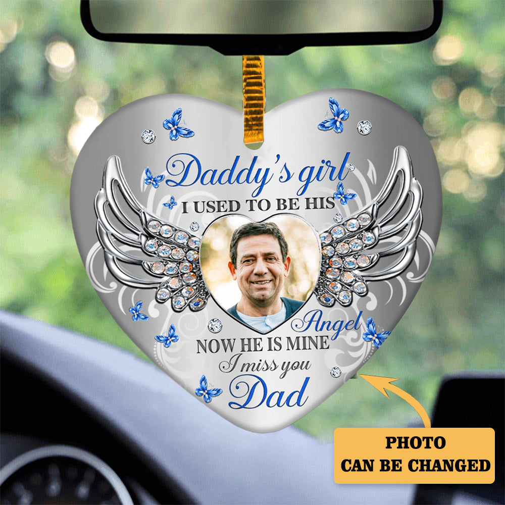 Personalized I Used To Be His Angel Heart Ornament (Porcelain)