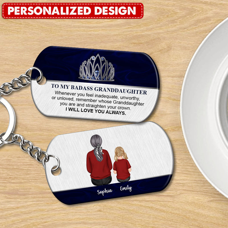 Personalized Family Gift To My Badass Granddaughter Keychain