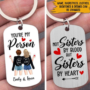 Bestie Custom Keychain Not Sister By Blood But Sister By Heart Personalized Best Friend Gift