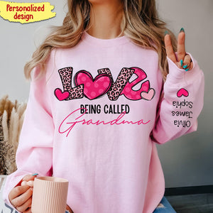 Love Being Called Grandma - Personalized Pink Leopard Sweatshirt
