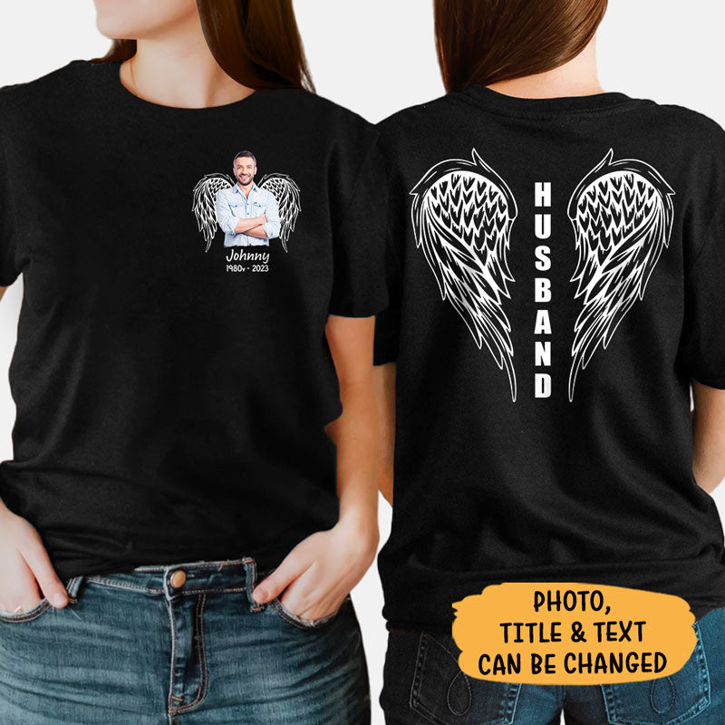 Forever In My Heart Angel Wings, Personalized Shirt, Memorial Gifts, Custom Photo