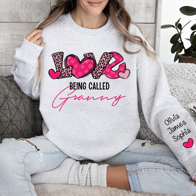Love Being Called Grandma - Personalized Pink Leopard Sweatshirt