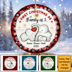 Baby First Christmas Puzzle Elephant Circle Ornament