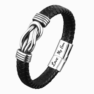 “Mother and Son Forever Linked Together" Braided Leather Bracelet