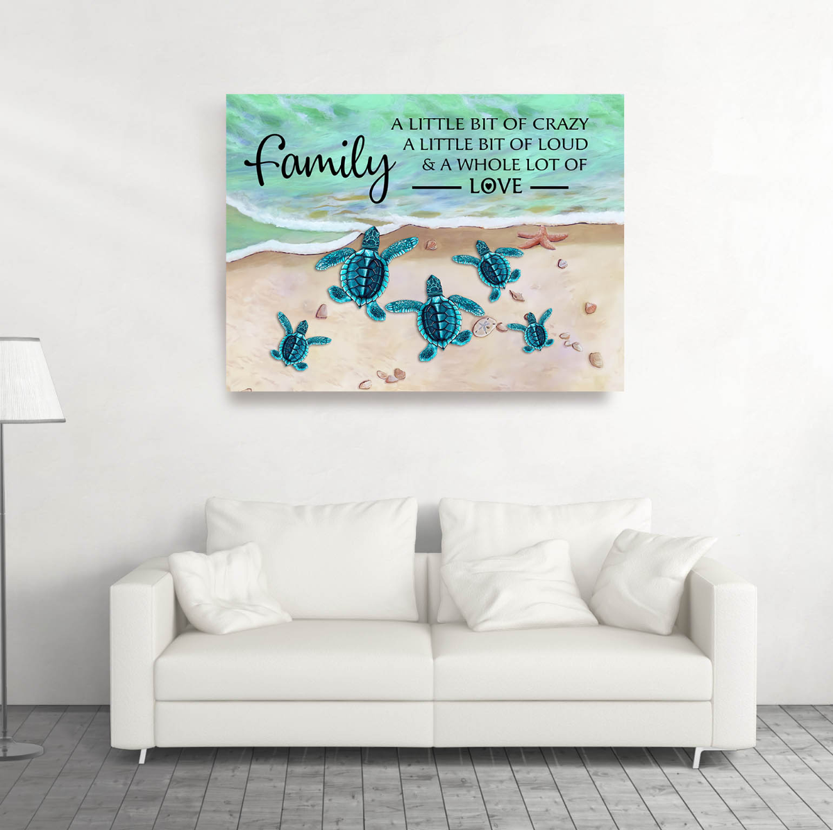 Personalized Family A Little Bit Of Crazy A Little Bit Of Loud And A Whole Lot Of Love Turtles Canvas